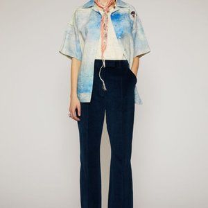 Acne Flared Corduroy Trousers in Ink Blue Size 6